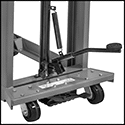 Image of Attribute. Foot Pedal Adjustment. Front orientation. Foot-Pedal Adjustment. Manual Lift Trucks with Forks.