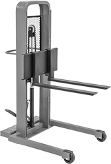 Image of Product. Front orientation. Lift Trucks. Manual Lift Trucks with Forks, Straddle Base.