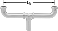 Image of Product. Front orientation. Contains Annotated. Dual-Connection Sink Drain Outlets. Dual-Connection Sink Drain Outlets, Center Outlet, Chrome-Plated Brass.