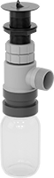 Image of Product. Front orientation. Sink Drains. Chemical-Resistant Sink Drains with Collection Trap, Glass Trap, Pipe.