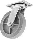 Image of Product. Swivel. Front orientation. Casters. Cushioned-Load Casters with Rubber Wheels, 1 Wheel, Swivel.
