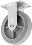 Image of Product. Rigid. Front orientation. Casters. Cushioned-Load Casters with Rubber Wheels, 1 Wheel, Rigid.