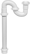 Image of Product. Front orientation. Sink Drain Traps. White Polypropylene, S-Trap.