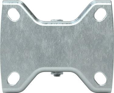 Image of Product. Top orientation. Easy-Roll Caster, Blue Rubber Wheel, Rigid, 4" Diameter Wheel.