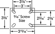 Image of Specification. Front orientation. Contains Annotated. Mounting Plate Style 1 . Easy-Roll Casters with Rubber Wheels.