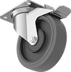 Image of Product. Swivel with Total Lock. Front orientation. Casters. Easy-Roll Casters with Rubber Wheels, 1 Wheel, Swivel with Total Lock.