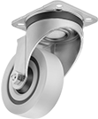 Image of Product. Swivel. Front orientation. Casters. Cushioned-Center Casters with Nylon Wheels, 1 Wheel, Swivel.