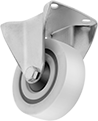 Image of Product. Rigid. Front orientation. Casters. Cushioned-Center Casters with Nylon Wheels, 1 Wheel, Rigid.