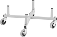 Image of Product. Style D. Front orientation. Drum Dollies. Cross-Brace Drum Dollies, Painted Steel Body, Smooth Platform—Lipped, Style D.