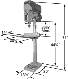 Image of Product. Front orientation. Contains Annotated. Drill Presses. Variable-Speed Economy Floor-Mount Drill Presses.