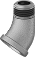 Image of Product. NPT Female × NPT Male. Front orientation. Pipe and Fittings. Low-Pressure Brass and Bronze Threaded Pipe Fittings with Sealant, 45° Elbow Adapters, Male, Female, Threaded Fitting Connection.