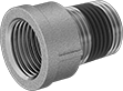 Image of Product. NPT Female × NPT Male. Front orientation. Pipe and Fittings. Low-Pressure Brass and Bronze Threaded Pipe Fittings with Sealant, Straight Adapters, Male, Female, Threaded Fitting Connection.