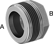 Image of Product. NPT Male × NPT Female with Octagon Body. Front orientation. Contains Annotated. Pipe and Fittings. Low-Pressure Brass and Bronze Threaded Pipe Fittings with Sealant, Bushing Straight Reducing Adapters, Female, Male, Threaded Fitting Connection, Octagonal Body.