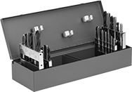 Image of Product. Front orientation. Tap and Drill Bit Sets. Hex-Shank Tap and Drill Bit Sets.