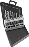 Image of Product. Front orientation. Screw, Pipe, and Stud Extractors. Extractor and Drill Bit Sets.