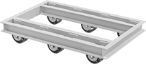 Image of Product. Front orientation. Dollies. Large-Platform Steel Dollies, Smooth Platform—Flush, Six Axle-Mounted Wheels.