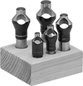 Image of Product. Front orientation. Countersinks. Fluteless Smooth-Finish Countersink Sets with Pilot for Screws.