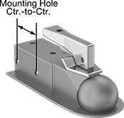 Image of Product. Front orientation. Contains Annotated. Hitch-Ball Couplers. Bolt On—Straight.