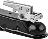 Image of ProductInUse. Front orientation. Hitch-Ball Coupler Locks. Style A.