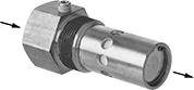 Image of Product. Front orientation. Contains Annotated. Air Flow Check Valves. Air Compressor Air Flow Check Valves, NPT Female Inlet × NPT Male Outlet.