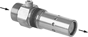 Image of Product. Front orientation. Contains Annotated. Air Flow Check Valves. Air Compressor Air Flow Check Valves, Compression Inlet × NPT Male Outlet.