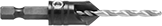 Image of Product. Front orientation. Countersinks. For Cutting Screw Holes, Drill-Bit Countersink, For Wood, Straight Flute, Quick-Change Hex Shank, Sold Individually, 1 Countersinking End, 2 Flutes.