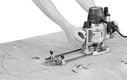 Image of ProductInUse. Circle Cutting Pattern. Front orientation. Router Guides. Style B.