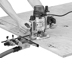 Image of ProductInUse. Straight Cutting Pattern (Duct Hose Not Included). Front orientation. Router Guides. Style B.