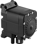 Image of Product. Front orientation. Double Diaphragm Pumps. Compact Air-Powered Double Diaphragm Pumps, Barbed Bottom Intake and Barbed Bottom Discharge.