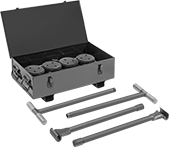 Image of Product. Rubber-Padded Swivel Platform with Lock. Front orientation. Swivel Platform with Lock. High-Capacity Roller Track Dolly Sets for Smooth Surfaces, Rubber-Padded Platform.