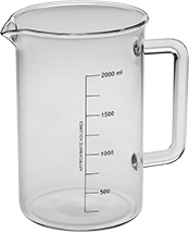 Image of Product. Front orientation. Beakers. Glass Beakers, With Handle.