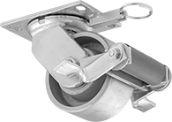 Image of Product. Front orientation. Casters. High-Capacity Viking Casters with Metal Wheels, Swivel with Brake and Swivel Lock.