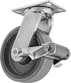 Image of Product. Front orientation. Casters. High-Capacity Viking Casters with Polyurethane Wheels, Swivel with Brake.
