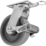 Image of Product. Front orientation. Casters. High-Capacity Viking Casters with Polyurethane Wheels, Swivel with Brake and Swivel Lock.
