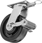 Image of Product. Swivel with Brake and Swivel Lock. Front orientation. 1 Wheel. High-Capacity Viking Casters with Phenolic Wheels, Swivel with Brake and Swivel Lock.