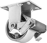 Image of Product. Front orientation. Casters. High-Capacity Viking Casters with Metal Wheels, Rigid with Brake.