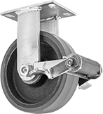 Image of Product. Front orientation. Casters. High-Capacity Viking Casters with Polyurethane Wheels, Rigid with Brake.