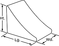 Image of Attribute. Front orientation. Contains Annotated. Wheel Chocks, Not Reversible.