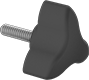 Image of Product. Style 4. Front orientation. Style 4. Comfort-Grip Threaded-Stud Knobs, Three-Arm Grip.