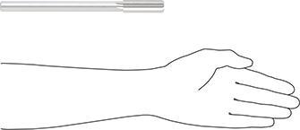 Image of Product. Side1 orientation. Contains SizingReference. High-Speed Steel Round-Shank Reamer, with Straight Flute, 0.6810" Reamer Diameter.