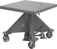 Image of Product. Front orientation. Lift Tables. Turntable-Top Foot-Operated Rolling Lift Tables, Square.