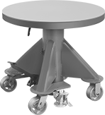 Image of Product. Front orientation. Lift Tables. Turntable-Top Foot-Operated Rolling Lift Tables, Round.
