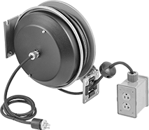 Image of Product. Front orientation. Extension Cord Reels. Controlled-Automatic-Wind Extension Cord Reels , Socket, 4 Outlets.