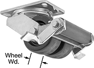 Image of Product. Dual-Wheel Swivel with Brake. Front orientation. Contains Annotated. 2 Wheels. High-Capacity Viking Casters with Phenolic Wheels, Swivel with Brake.