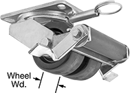 Image of Product. Dual-Wheel Swivel with Brake and Swivel Lock. Front orientation. Contains Annotated. 2 Wheels. High-Capacity Viking Casters with Phenolic Wheels, Swivel with Brake and Swivel Lock.