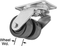 Image of Product. Dual-Wheel Swivel. Front orientation. Contains Annotated. 2 Wheels. High-Capacity Viking Casters with Phenolic Wheels, Swivel.