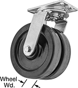 Image of Product. Front orientation. Contains Annotated. Casters. Extra-High-Capacity Viking Casters with Nylon Wheels, Swivel.
