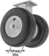 Image of Product. Rigid. Front orientation. Contains Annotated. Rigid. High-Capacity Flat-Free Casters with Rubber Wheels.
