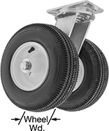 Image of Product. Swivel. Front orientation. Contains Annotated. Swivel. High-Capacity Flat-Free Casters with Rubber Wheels.