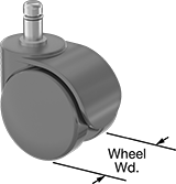 Image of Product. Front orientation. Contains Annotated. Casters. Concealed-Stem Light Duty Furniture Friction-Grip Stem Casters with Nylon Wheels.